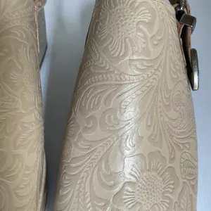 Matisse Embossed Wedge Western Sandals Leather Beige Platform Made in Brazil Sz9 thumbnail 11