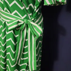 Who What Wear Green Chevron‎ Stripe V-Neck Flowy Maxi Dress Preppy Boho Brunch L thumbnail 2