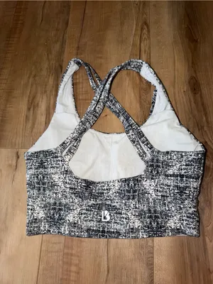 Buff Bunny Black & White Speckled Strappy Sports Bra Size Small thumbnail 3