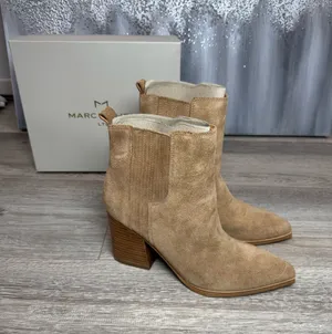 Marc Fisher Tan Suede Heeled Ankle Booties thumbnail 1
