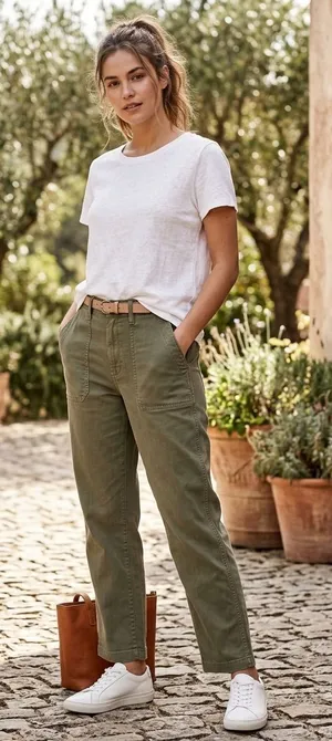 Madewell Olive High-Rise Utility Ankle Pants thumbnail 1