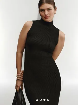 Anthropologie Black Slim Ribbed MIDI dress M thumbnail 1