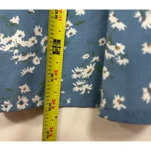 Ditsy‎ Floral Dress Blue Ruffle Cap Sleeve Smocked Waist Boho Cottage Garden S thumbnail 8