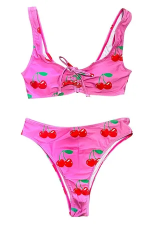 Tunnel Vision Cherry High-waisted Bikini Set thumbnail 3