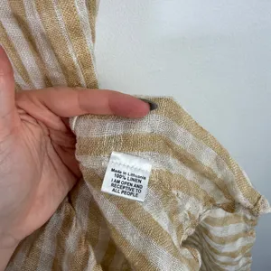 Flax 100% Linen Beige Tan Gingham Midi Dress Coastal Lagenlook Womens Small thumbnail 6
