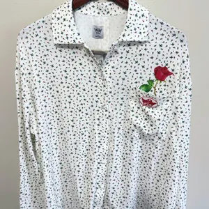 Boys Lie Women's Dainty Daisy's Button‎ Down PJ Top White Floral Angel Sz S NWT thumbnail 6