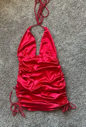 Better Be Red Satin Mini Dress thumbnail 1