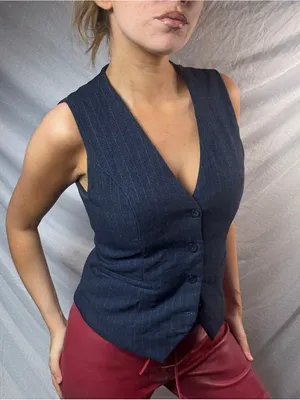 Vintage Office Siren Vest in Navy thumbnail 6