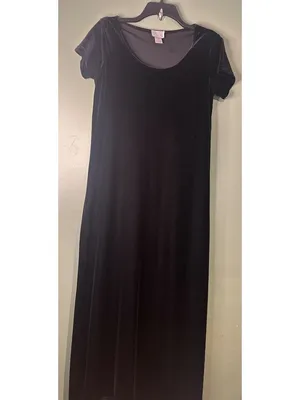 Cassini Black Velvet Maxi Dress Size M Side Slits Witchy Whimsigoth Dark Fairy thumbnail 4