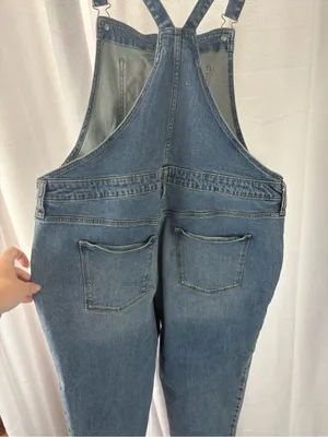 Universal Thread Denim Overalls Medium Blue Wash 18 Plus Size 34 Raw Hem Bibs thumbnail 6