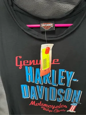 Schaeffer’s Genuine Harley-Davidson Black Tee with Blue & Red Logo size xs thumbnail 2