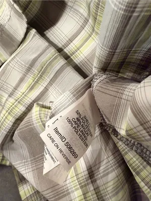 L.L. Bean Size S Green Gray Plaid Vented Nylon Hiking Trail Shirt Secure Pocket thumbnail 12
