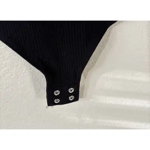 Old Navy Black Ribbed Stretch Sweetheart Neck Thick Material Bodysuit Women's L thumbnail 4
