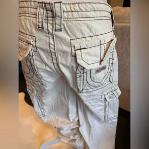 True Religion Cream Cargo Pants with Stitch Detailing thumbnail 4