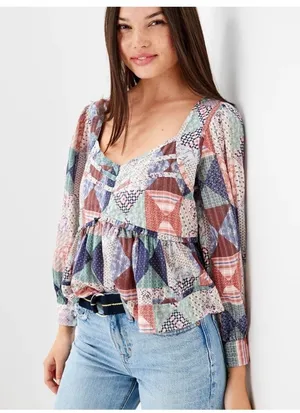 Patchwork Babydoll Top thumbnail 1
