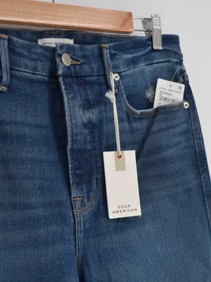 Good American Good Curve Straight Jeans Womens 8 / 29 Blue Raw Hem thumbnail 3