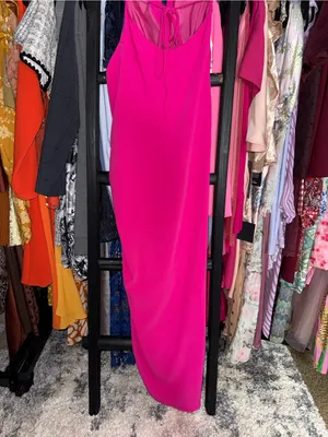 Amanda Uprichard Jasalina Hot Pink Satin Maxi Dress Womens Small EUC thumbnail 14