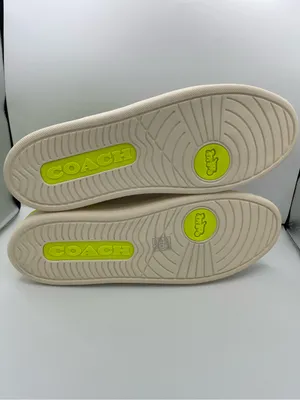 Coach lowline low top leather women’s sneakers G5040 light beige/neon green thumbnail 11