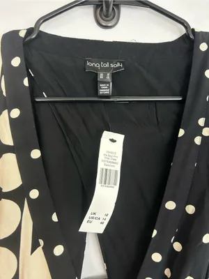 NWT Long Tall Sally Mix Spot Print Wrap Black/Ivory Polka Dot Maxi Dress Size 14 thumbnail 9