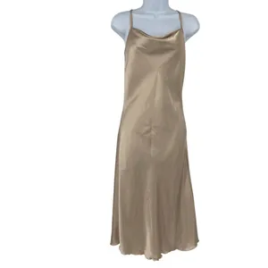 Y2K Bebe Cowl Neck Satin Slip Dress XS Champagne USA Glam 90s Indie Sleaze Party thumbnail 2