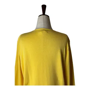 Foxcroft Sweater Women Large Yellow‎ Cotton Blend Knit Cardigan Preppy Classic thumbnail 2