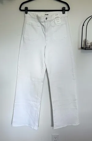 NWT Madewell Tall White The Emmy Wide Leg Jeans Size 30T‎ thumbnail 1