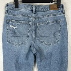 American Eagle 90s Low Rise Skinny Kick Jeans Womens 4Long Raw Hem Stretch Boho thumbnail 5