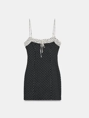 Nwt Zara Combination Polka Dot Mini Dress Size Xs thumbnail 6