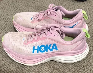 Hoka Bondi 8 Pink and White Athletic Sneakers thumbnail 1