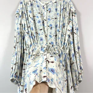 Free People Flower Fields Long Sleeve Mini Dress in Ivory Combo Medium thumbnail 7