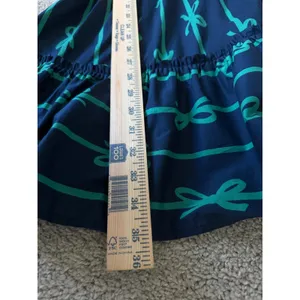 Umgee‎ Navy Blue Green Bow Print Cotton Midi Dress Medium Puff Sleeve thumbnail 15