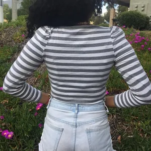 Urban Outfitters Gray And White Striped Crop Top thumbnail 4