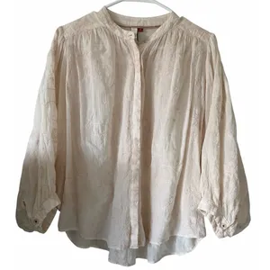 Anthropologie Pilcro Tavi Embroidered Button Down Blouse Bisque Women's Small‎ thumbnail 1