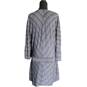 Athleta V-Neck Gray Striped Athleisure‎ Chevron Drop Waist Dolman Dress L thumbnail 4