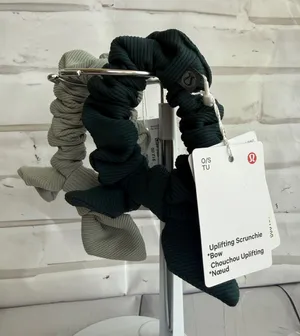 Lululemon Uplifting Bow Scrunchie Set of Two in Warp Teal & Jade Grey thumbnail 1