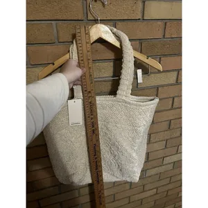 NWT Anthropologie Raj Cotton Woven Carpet Large Tote Shopping Bag Cream thumbnail 8