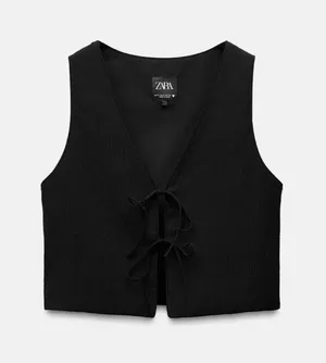 Zara Black open front tank top thumbnail 1