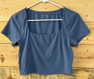 Aerie Offline Blue Square Neck Cropped Athletic Size M thumbnail 1