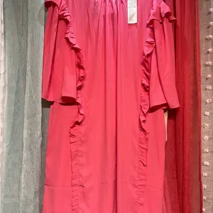Elegant Pink Ruffle Dress Size XL thumbnail 1