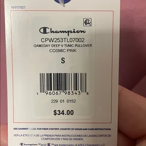 Champion Gameday Deep V Tunic Pullover Cosmic Pink Small thumbnail 6