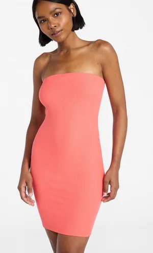 No Boundaries Strapless Coral Fire Bodycon Mini Tube Dress thumbnail 1