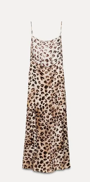 Zara maxi dress Satin animal print leopard cheetah flowy casual summer thumbnail 17
