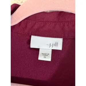 J. Jill Button Down Shirt Burgundy XL Women Pintuck Rayon Long Sleeve Tunic thumbnail 5
