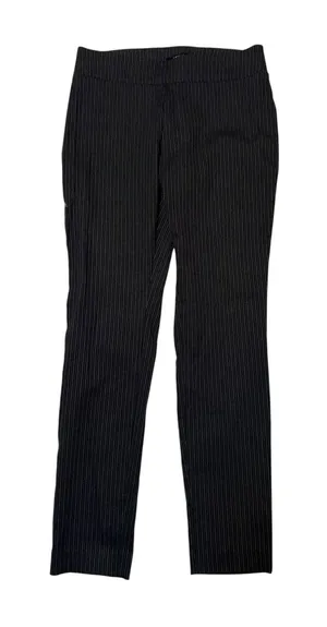 Apt. 9 Women's Size 8 Pull On Pants Slim Leg Dark Gray Light Gray Pinstripes Mid thumbnail 1