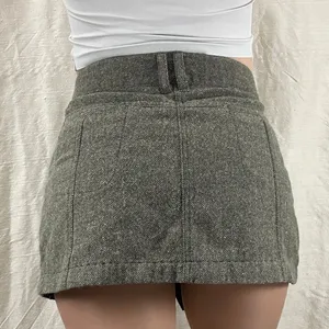 VTG Y2K American Eagle Green Tweed Wool-Blend Low-Rise Mini‎ Skirt Preppy Medium thumbnail 4