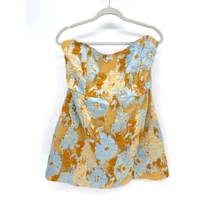 Showpo Brailey Strapless Mini Jacquard Homecoming Dress Women 12 Gold Glam Party thumbnail 5