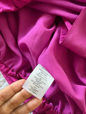 Veronica Beard Silk Blend Fuscia Berry Shoulder Cut Out Long Sleeve Blouse Top thumbnail 7