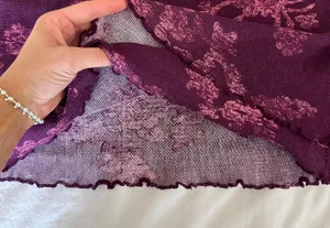 NEW FP Poppy Floral Mesh Knit Mini Skirt Layered Plum thumbnail 5