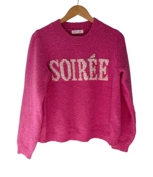 SOIRÉE Pink Pearl Beaded Sweater XS Hot Pink Knit Primark Cares thumbnail 1