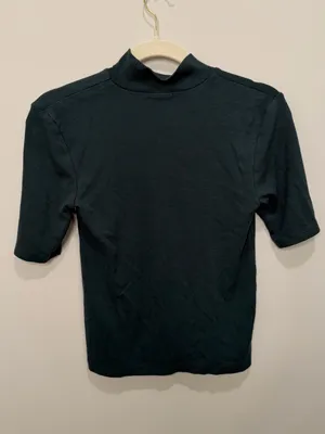 Marine Layer Dark Green Ribbed Mock Neck Short Sleeve Top‎ Size Small thumbnail 1